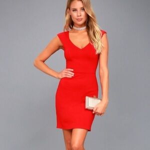 Lulu’s Shape of My Heart Red Bodycon Dress Medium